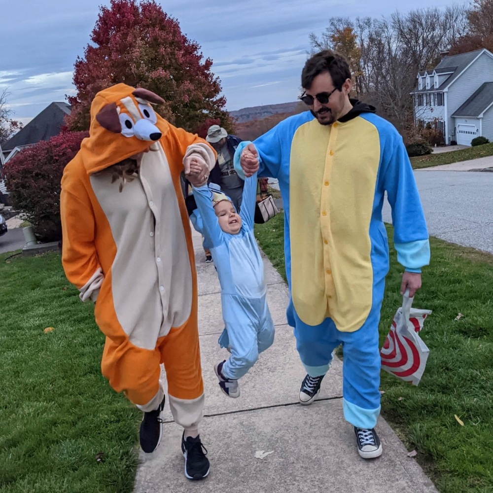 TWO FOR ONE! (Bluey/Bingo/Bandit/Chili) Adult Onsies